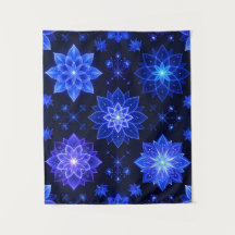 Gloeiend Blauw Paarse Bloemen Abstract Tapijt