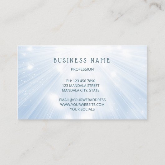 Gloeiend Blauw Turquoise Mandala Visitekaartje (Achterkant)