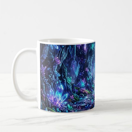 Gloeiend bos met meer koffiemok (Links)