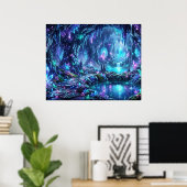 Gloeiend bos met meer poster (Thuiskantoor)