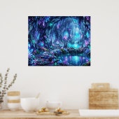 Gloeiend bos met meer poster (Keuken)