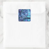 Gloeiend bos met meer vierkante sticker (Tas)