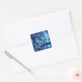 Gloeiend bos met meer vierkante sticker (Envelop)
