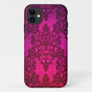 Gloeiend Diep Roze Damaskpatroon iPhone 11 Hoesje