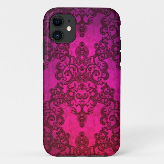 Gloeiend Diep Roze Damaskpatroon Case-Mate iPhone Case (Achterkant)