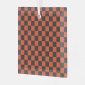 Gloeiend en as schaakbordpatroon glas ornament (Voorkant links)