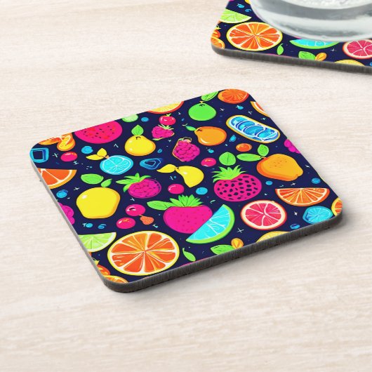 Gloeiend fruit mozaïek ontwerp bier onderzetter (Linkerzijde)