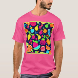 Gloeiend fruit mozaïek ontwerp t-shirt