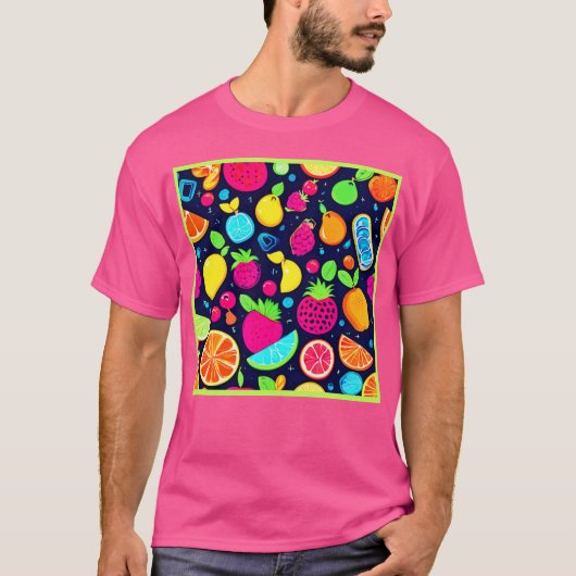 Gloeiend fruit mozaïek ontwerp t-shirt (Voorkant)