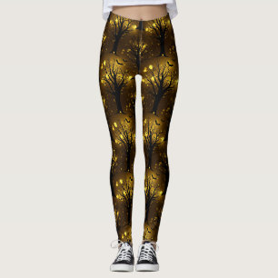 Gloeiend Geheime Bos Bokeh - Nachtelijke Bomen Leggings