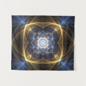 Gloeiend Goud Blauw Fractal Energie Tapestry Wandkleed (Voorkant (horizontaal))