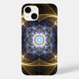Gloeiend Goud Blauw Fractal Energie Telefoon Case