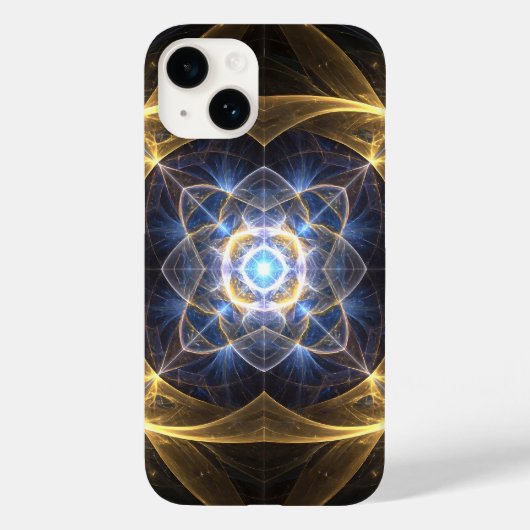 Gloeiend Goud Blauw Fractal Energie Telefoon Case (Achterkant)