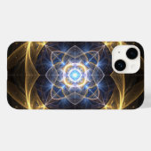 Gloeiend Goud Blauw Fractal Energie Telefoon Case (Achterkant (horizontaal))