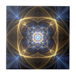 Gloeiend Goud Blauw Fractal Tegel Tegeltje