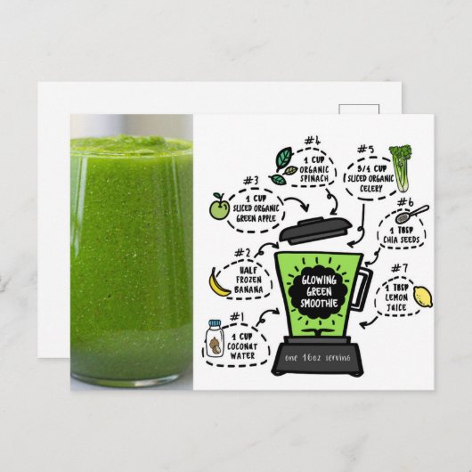 Gloeiend groen smoothie recept briefkaart (Voorkant / Achterkant)