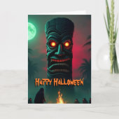 Gloeiend Halloween Tiki standbeeld Kaart (Voorkant)