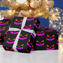 Gloeiend Jack-o-lantaarn pompoengezicht Cadeaupapier
