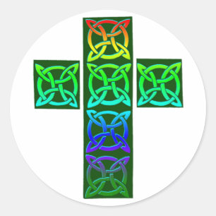 Gloeiend Keltisch kruis Ronde Sticker