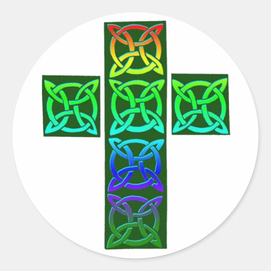 Gloeiend Keltisch kruis Ronde Sticker (Voorkant)