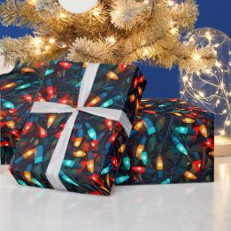 Gloeiend kerstlichten patroon cadeaupapier