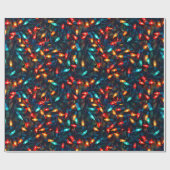 Gloeiend kerstlichten patroon cadeaupapier (Vlak)