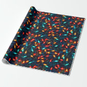 Gloeiend kerstlichten patroon cadeaupapier (Uitgerold)