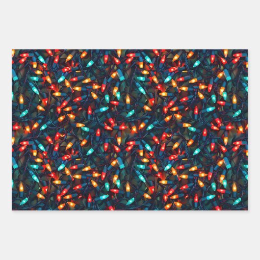 Gloeiend Kerstlichtpatroon Inpakpapier Vel (Voorkant)
