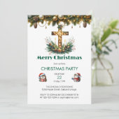 gloeiend kruis | Christelijk kerstfeest Kaart (Staand voorkant)