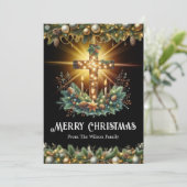 gloeiend kruis | Zwarte achtergrond Kerst Kaart (Staand voorkant)