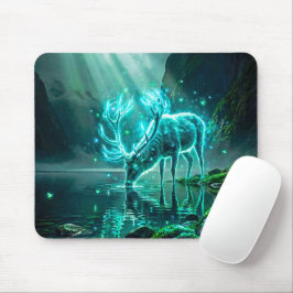 Gloeiend Mystiek Neon Geest Hert Fantasie Donker Muismat