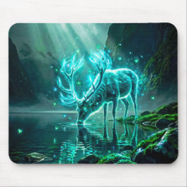 Gloeiend Mystiek Neon Geest Hert Fantasie Donker Muismat