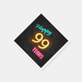 gloeiend neon 99-teken op bakstenen muur servet (Hoek)