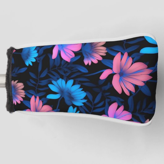 Gloeiend Neon Bloemen Patroon Golfheadcover (Voorkant)