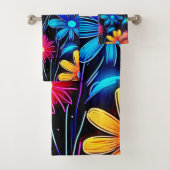 Gloeiend Neon Bloempatroon Bad Handdoek (Insitu)