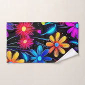 Gloeiend Neon Bloempatroon Bad Handdoek (Handdoek)