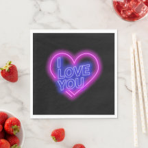 Gloeiend Neon Roze Blauw Valentijnshart Medium