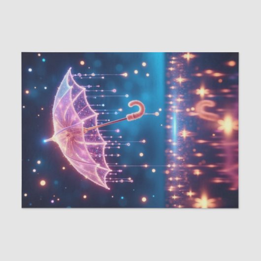 Gloeiend Neon Roze Paraplu Decoupage Papier (Voorkant)