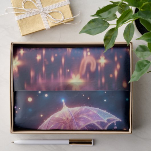 Gloeiend Neon Roze Paraplu Decoupage Papier (Geschenk)