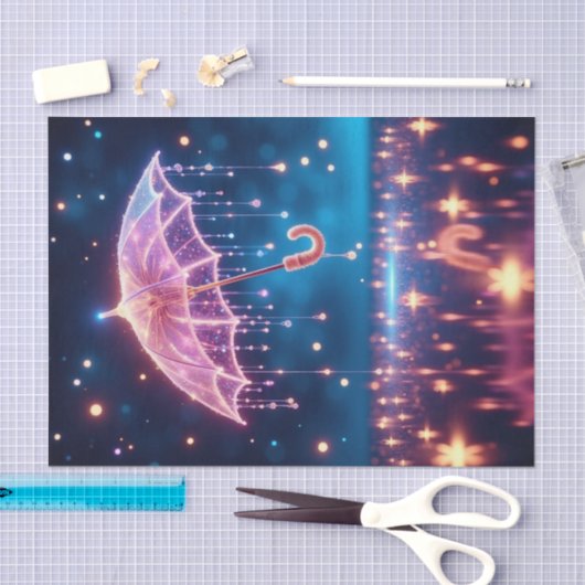 Gloeiend Neon Roze Paraplu Decoupage Papier (Craft)