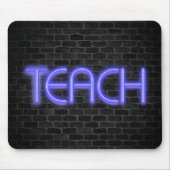 gloeiend neon TEACH-teken op baksteen Muismat (Voorkant)