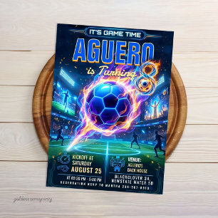 Gloeiend Neon Voetbal - Futuristische Voetbal Verj Kaart