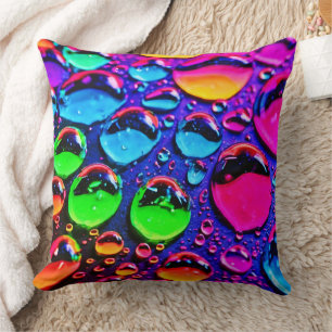 Gloeiend Neon Water Drops Art Kussen