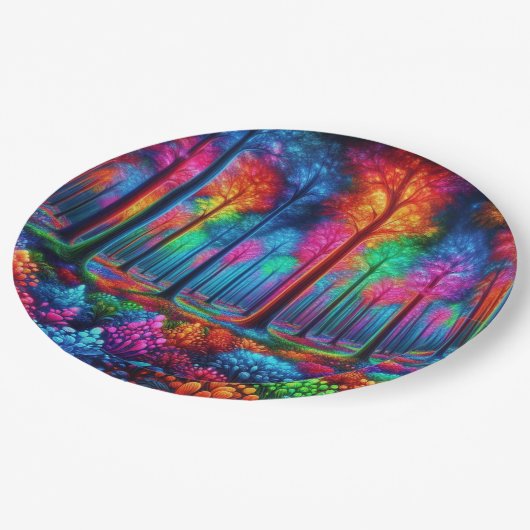 gloeiend neonbos papieren bordje (Gekanteld)