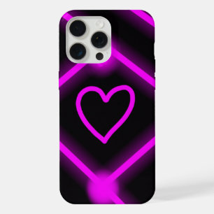 Gloeiend paarse/roze hart ontwerp hoesje iPhone 15 pro max case