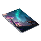 Gloeiend Paddenstoelenbos Vos Fantasie Kunst Notitieboek (Rechterzijde)