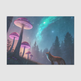 Gloeiend Paddenstoelenbos Vos Fantasie Kunst Tissuepapier