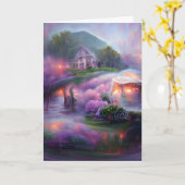 Gloeiend prieel Wazige paarse blauwe regen bij de  Kaart (Gele Bloem)