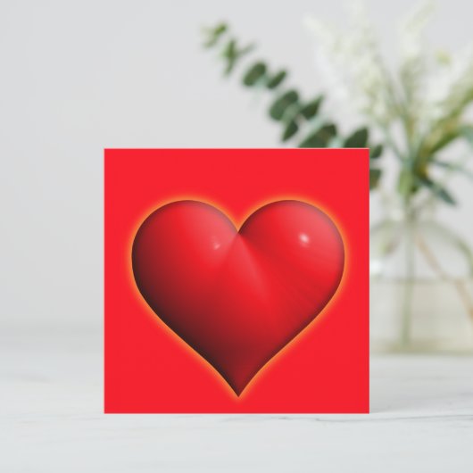 Gloeiend Rode 3-D Hart (Staand voorkant)