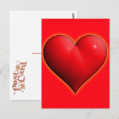 Gloeiend Rode 3-D Hart Briefkaart (Voorkant / Achterkant)